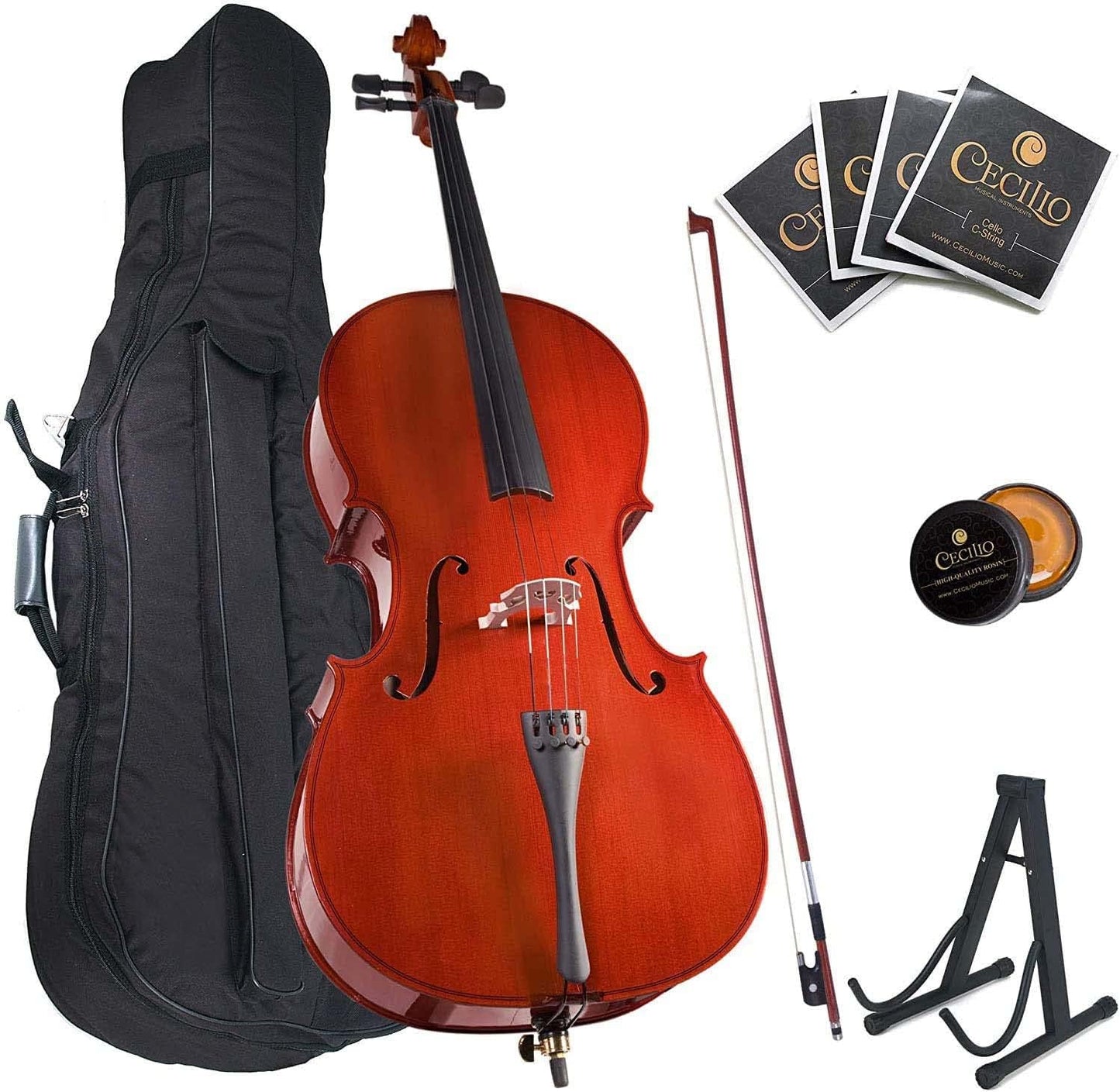 Cecilio Beginner Cello for Kids & Adults with Bow, Case, Strings (Natural)