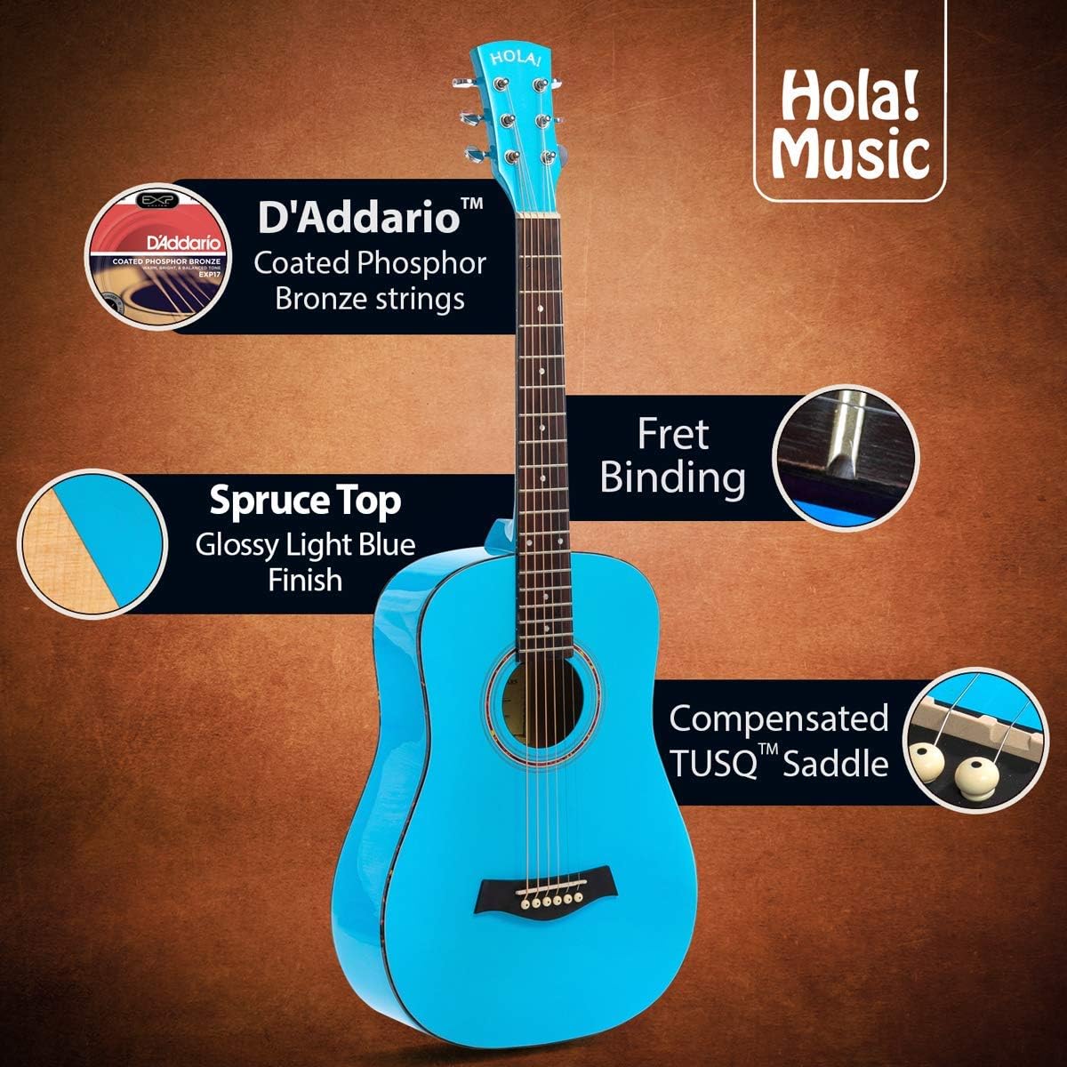 Hola! Music Acoustic Guitar 3/4 36-Inch for Beginners and Kids