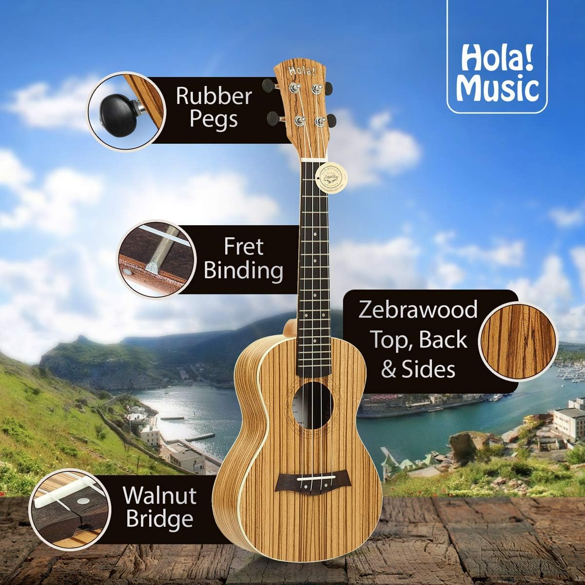 Hola! Music Concert Ukelele HM-124 24-Inch