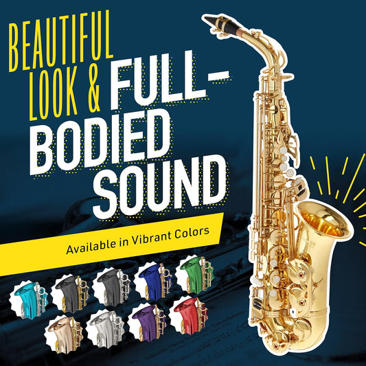 Mendini Alto Saxophone E Flat with Case, Tuner, Mouthpiece