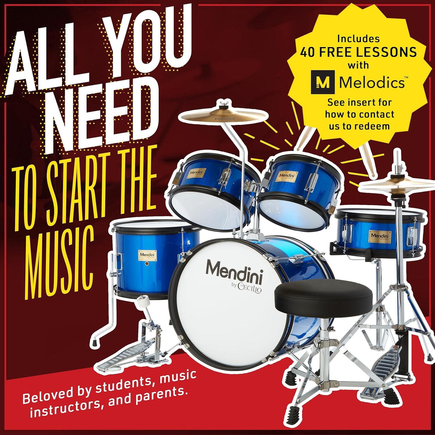 Mendini Kids Drum Set 5-Piece 16-Inch