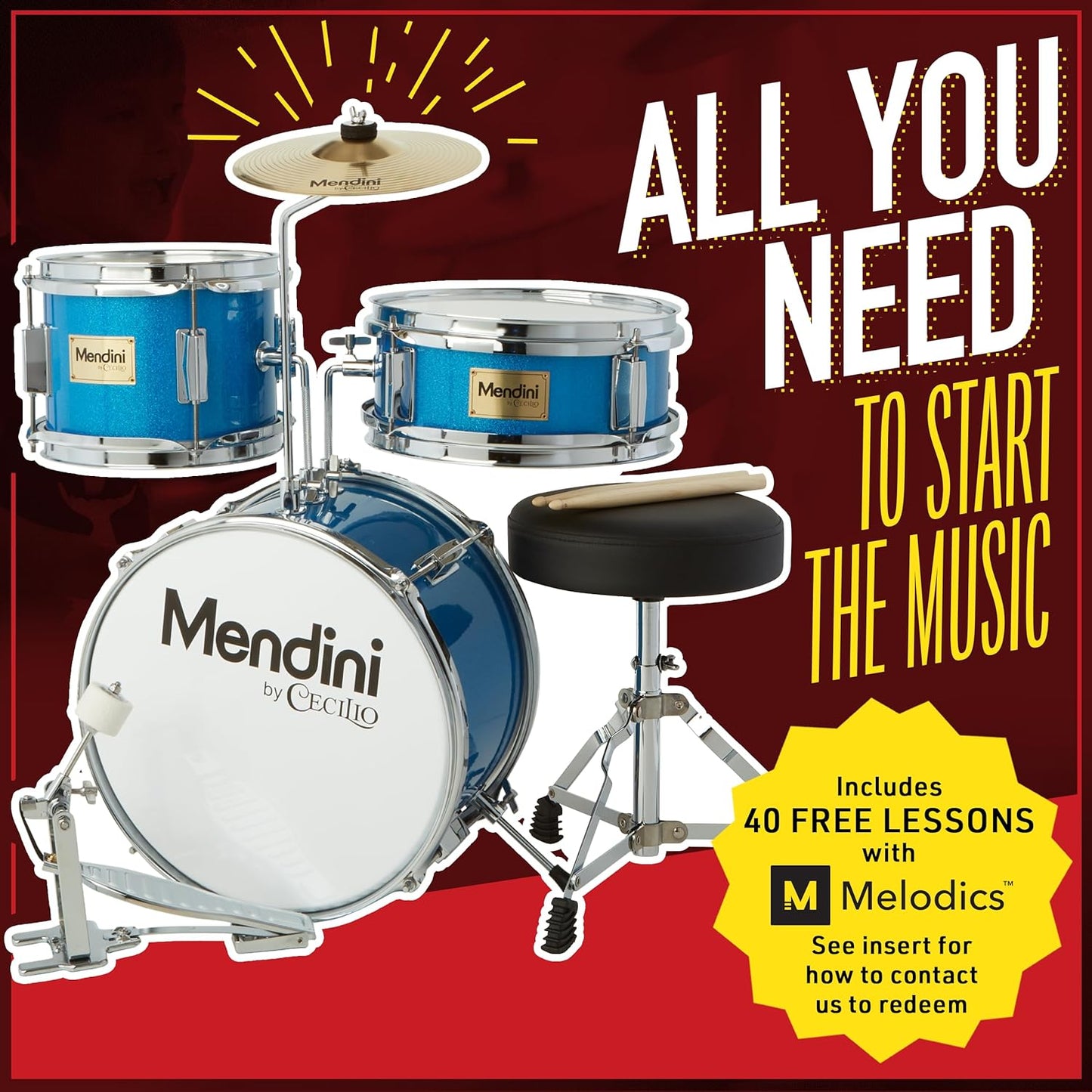 Mendini Kids Drum Set 4-Piece 13-Inch
