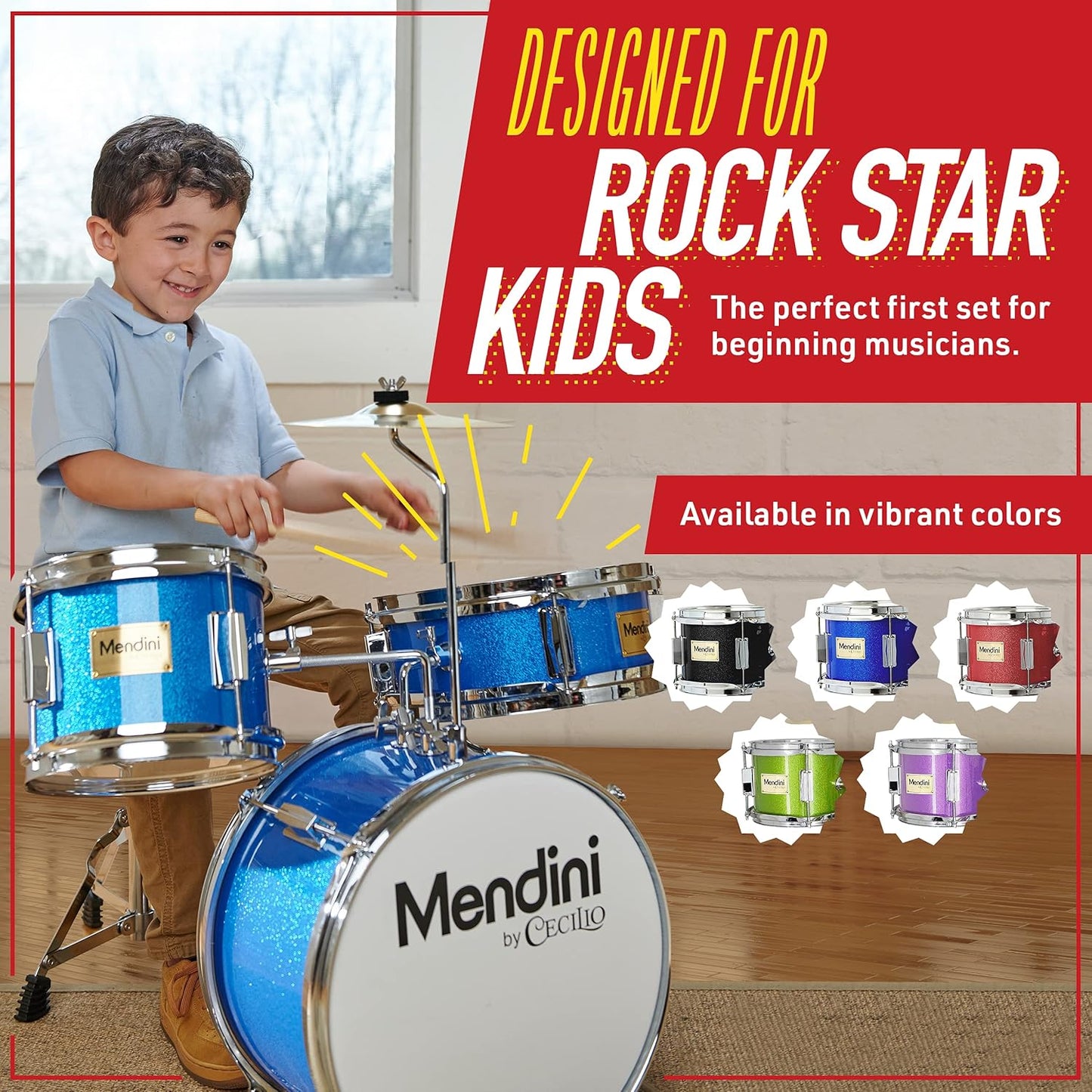 Mendini Kids Drum Set 4-Piece 13-Inch